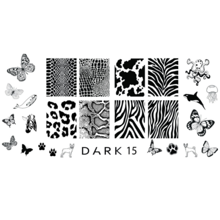 Placa Stamping DARK 15 Print y Animales, (Pequeña)