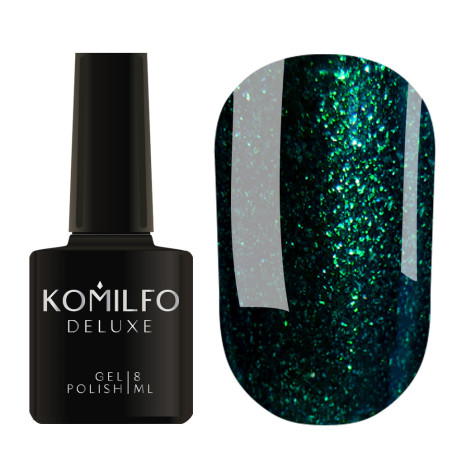 Esmalte Semipermanente D157 Verde Oscuro con Purpurina, Komilfo, 8ml