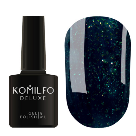 Esmalte Semipermanente D156 Jade Oscuro con Purpurina, Komilfo, 8ml