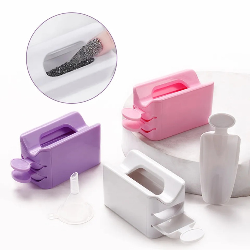 Caja de reciclaje de polvo, lentejuelas, purpurina para uñas...