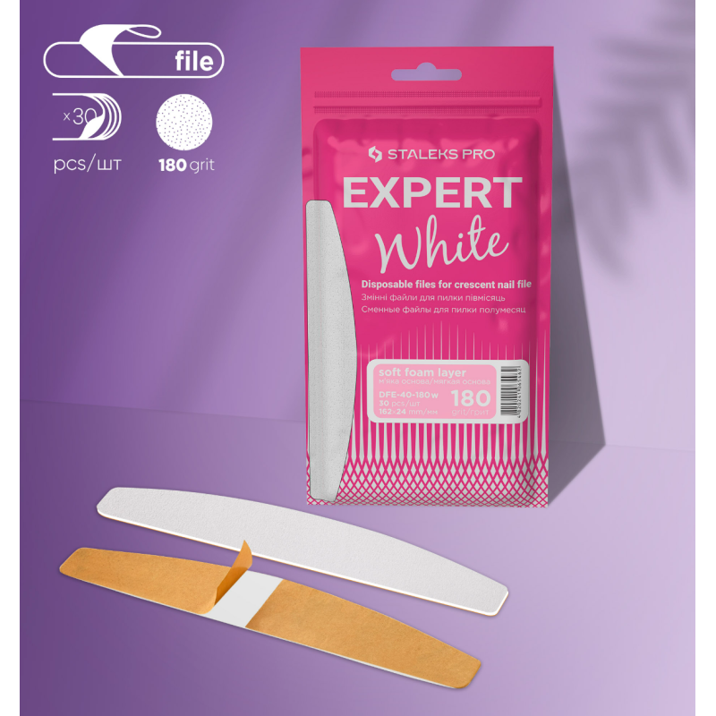 Lima Desechable Expert 40 White, Grano 180(30 uds.) Staleks