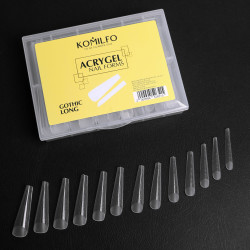 Tips Moldes para Construcción de Uñas Gothic Long Sistema dual Komilfo Reutilizables, Gothic, Largos, 130uds