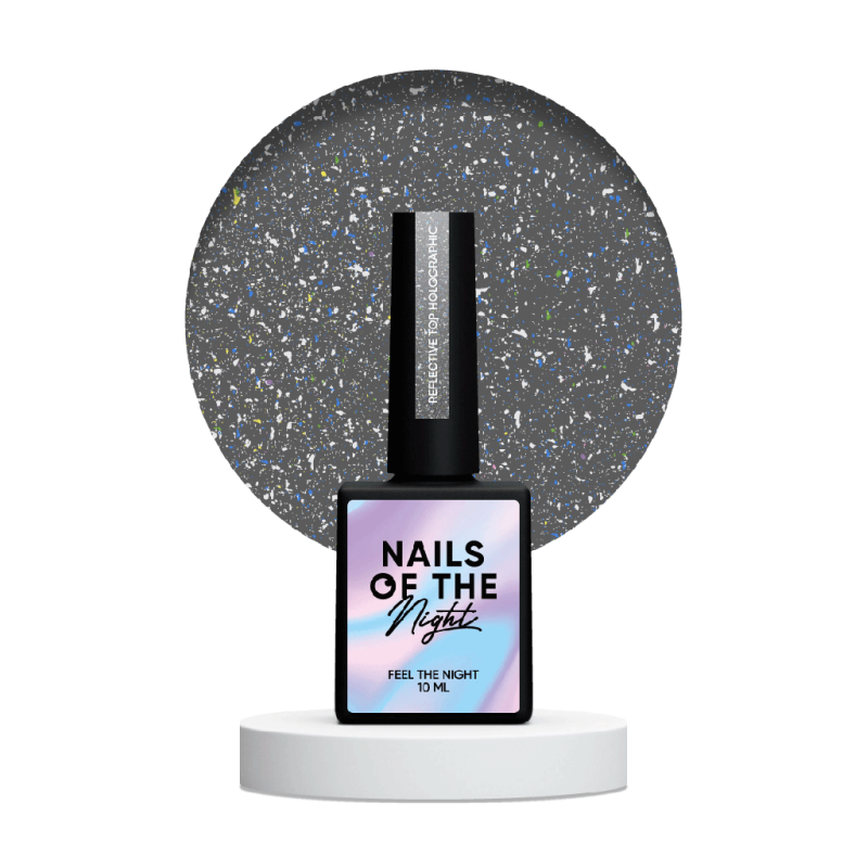 Top Reflective Holographic NAILS OF THE NIGHT, top reflectante holográfico sin capa adhesiva, 10 ml