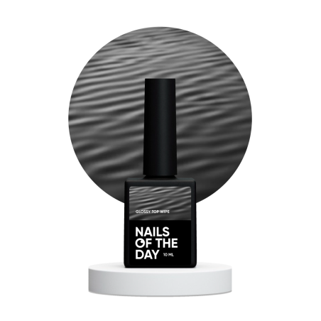 Top Glossy Wipe NAILS OF THE DAY, top brillante con capa pegajosa y sin filtros UV, 10 ml