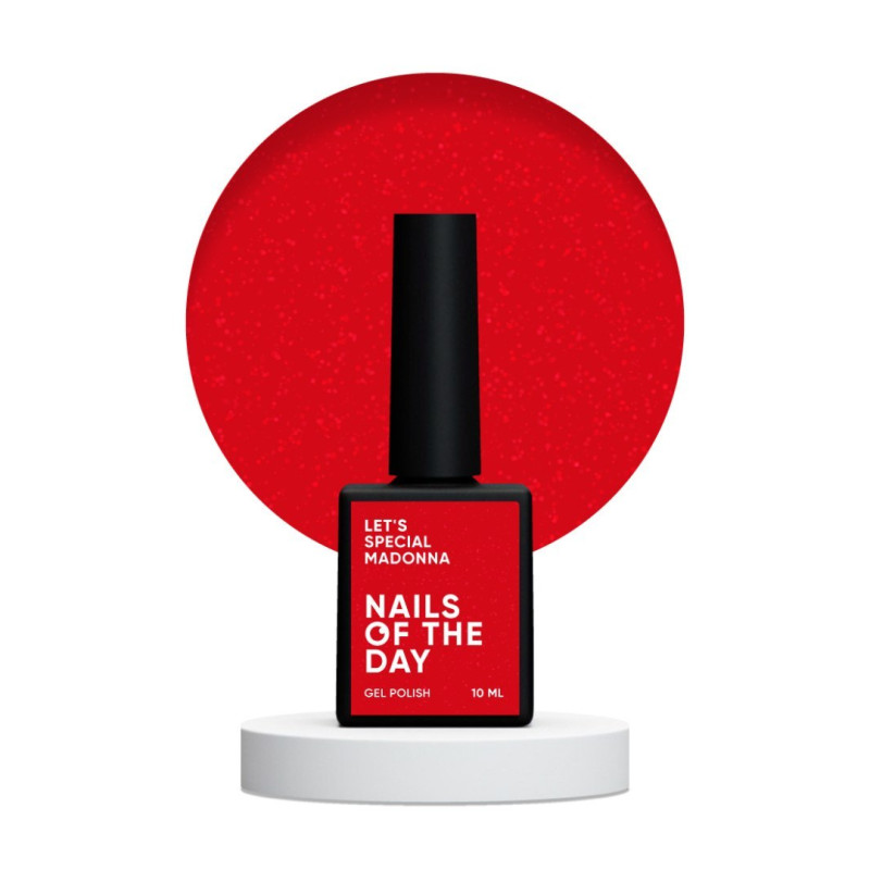 Esmalte Semipermanente Let's special Madonna NAILSOFTHEDAY, Rojo con micro brillo, 10ml