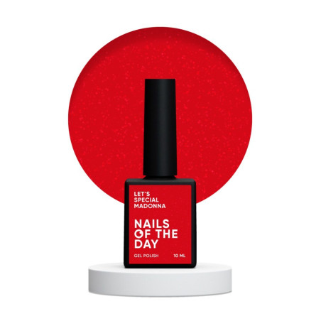 Esmalte Semipermanente Let's special Madonna NAILSOFTHEDAY, Rojo con micro brillo, 10ml