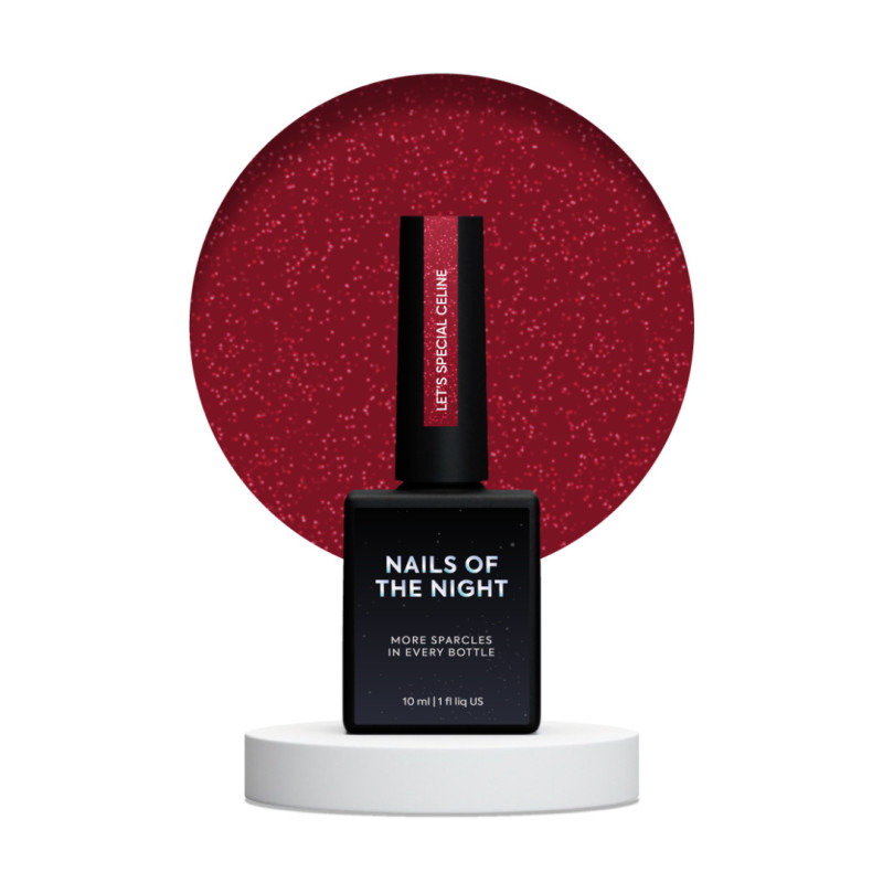 Esmalte Semipermanente Let's special Céline NAILSOFTHENIGTH, Rojo oscuro con purpurina, 10ml