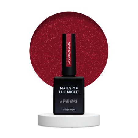 Esmalte Semipermanente Let's special Céline NAILSOFTHENIGTH, Rojo oscuro con purpurina, 10ml