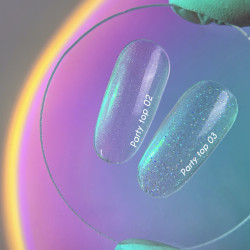 Party Top 03 NAILSOFTHEDAY, transparente con purpurina holográfica, sin capa adhesiva, 10 ml