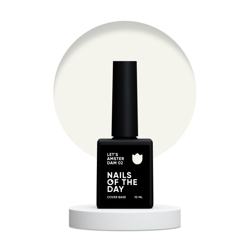 Base Let's Amsterdam 02 NAILS OF THE DAY, base camuflaje de color blanco lechoso, 10 ml